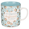 Sufficient Grace Teal Ceramic Coffee Mug – 2 Corinthians 12:9