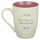 Be Still Mauve Watercolor Ceramic Coffee Mug - Psalm 46:10