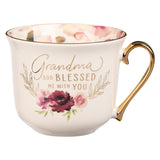 Grandma Blessed Pink and Purple Floral Ceramic Mug