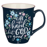 Ceramic Mug: Life is Hard But God is Good, Navy (4473ml)