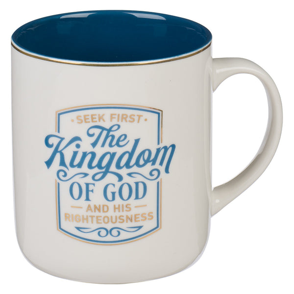 The Kingdom of God Blue Ceramic Coffee Mug - Matthew 6:33