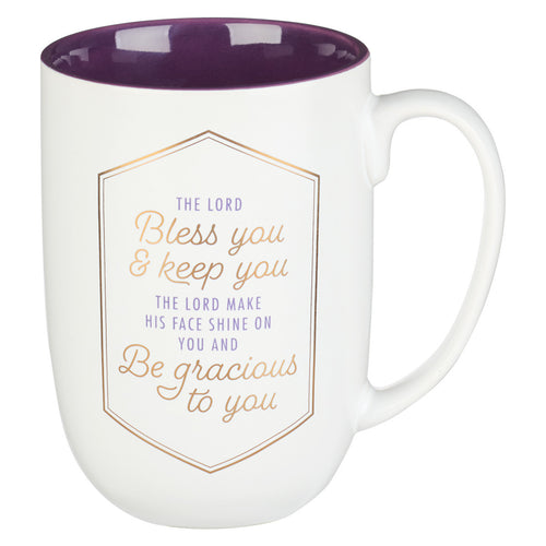 Bless You and Keep You Purple Ceramic Coffee Mug - Numbers 6:24-26