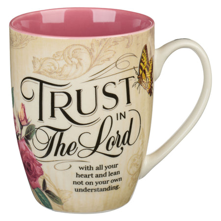 Strength and Shield White and Black Ceramic Coffee Mug - Psalm 28:7