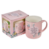 My Strength and My Song Pink Hexagon Ceramic Mug - Psalm 118:14