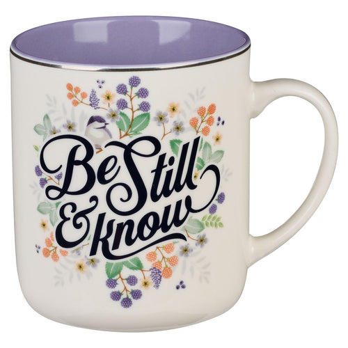 Be Still Purple Pasture Ceramic Coffee Mug - Psalm 46:10