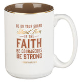 Stand Firm White Ceramic Coffee Mug - 1 Corinthians 16:13