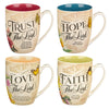 Faith Trust Hope and Love Floral Mug Set