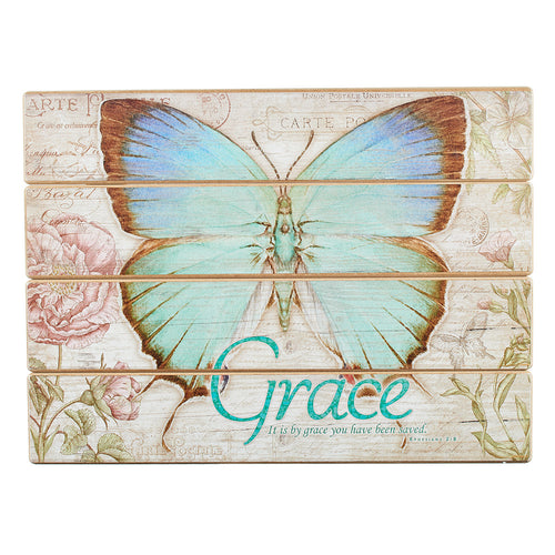 Butterfly Blessings 'Grace' Wall Plaque - Ephesians 2:8