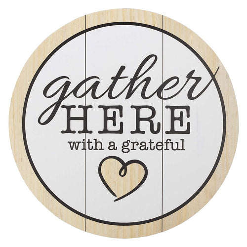 Gather Here With A Grateful Heart Round Wall Art