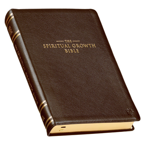 Brown Full Grain Leather Spiritual Growth Bible