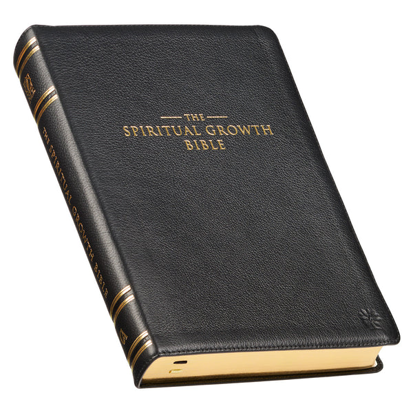 Black Full Grain Leather Spiritual Growth Bible