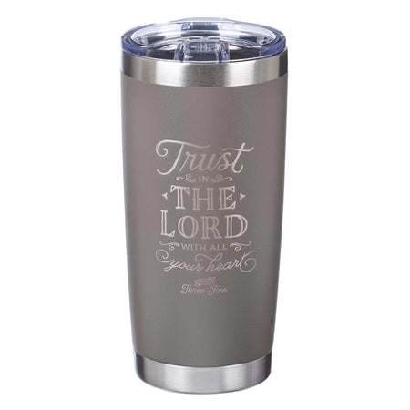 Trust in the Lord Teal Floral Camp-Style Stainless Steel Travel Mug - Proverbs 3:5
