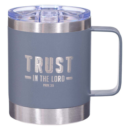 Trust in the Lord white Ceramic Coffee Mug with Exposed Clay Base - Proverbs 3:5