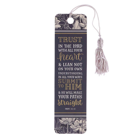 Faux Leather Bookmark - Trust In The LORD Always (Navy)