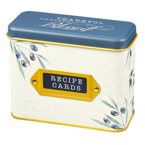 Thankful, Grateful, Blessed Recipe Box with Cards