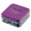 101 Bible Verses For Teachers Purple Scripture Cards in a Tin