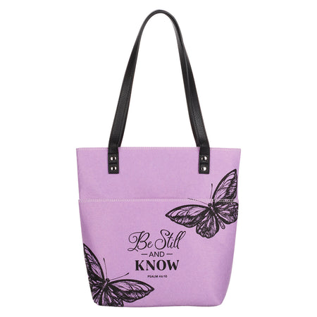 Be Still Butterfly Pink Non-Woven Coated Tote Bag - Psalm 46:10