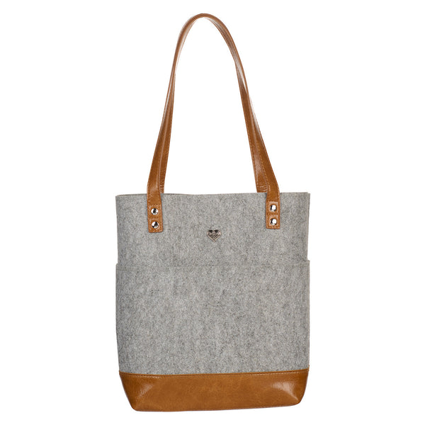 Silver Heart Toffee and Felt Fashion Bible Tote Bag