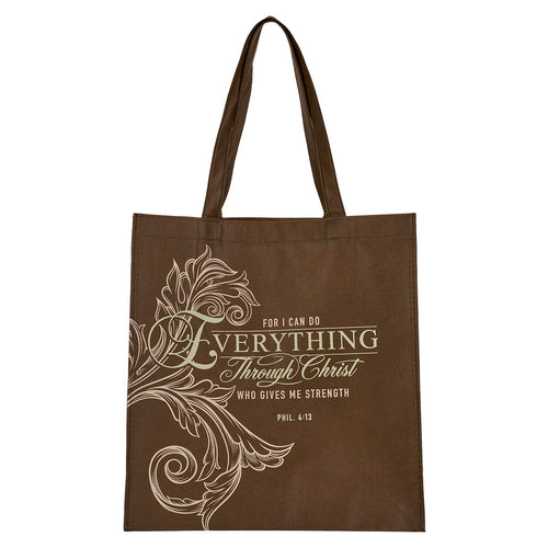 Everything Through Christ Fluted Iris Shopping Tote Bag - Philippians 4:13