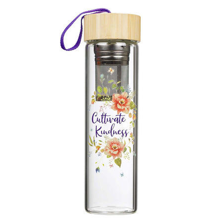 Well With My Soul Hymn Glass Water Bottle with Bamboo Lid and Sleeve