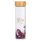 My Grace Glass Water Bottle with Bamboo Lid and Sleeve - 2 Corinthians 12:9