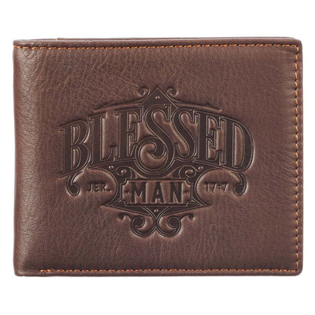 Genuine Leather Wallet - Blessed Is The Man Brown