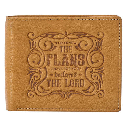 Genuine Leather Wallet - I Know The Plans Golden Tan